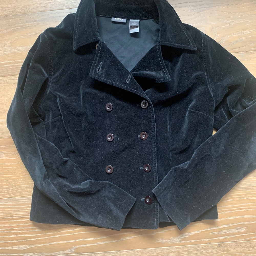Mexx Black Velvet Double Breasted Blazer